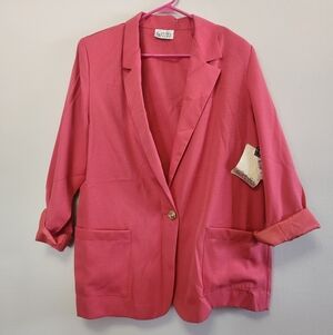 Vintage Cristin Stevens NWT Pink Single Button Blazer Jacket L Deadstock